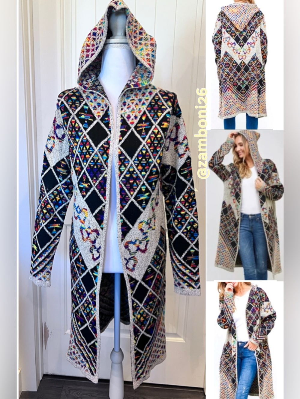 Northern Angel Long Butterfly Rainbow Boho Fairy Hooded Cardigan Duster XS-S